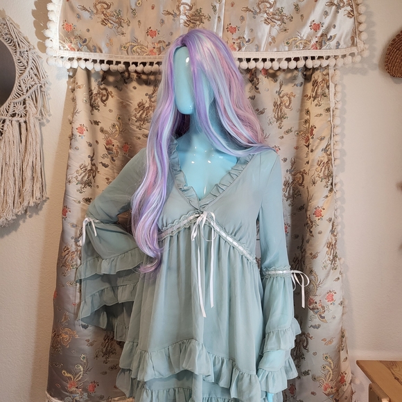 Sugar Thrillz Dresses & Skirts - Sugar Thrillz Light Blue Ruffle Mini Dress